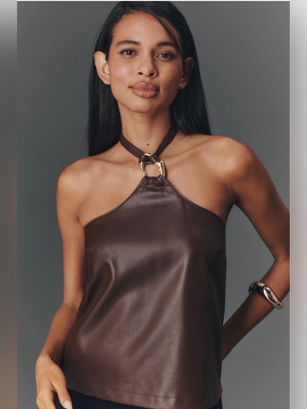 Anthropologie Pilcro Faux-Leather Halter Top